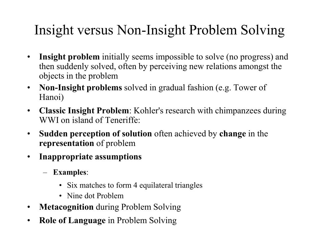 what is insight problem solving psychology