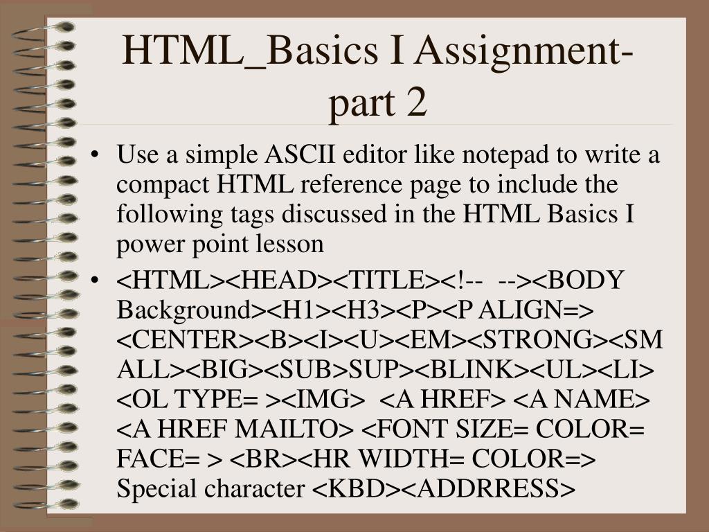 assignments of html