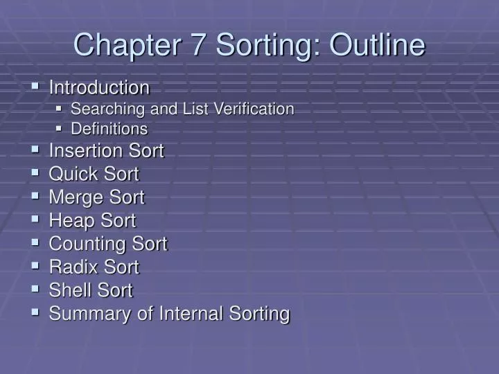chapter 7 sorting outline n.