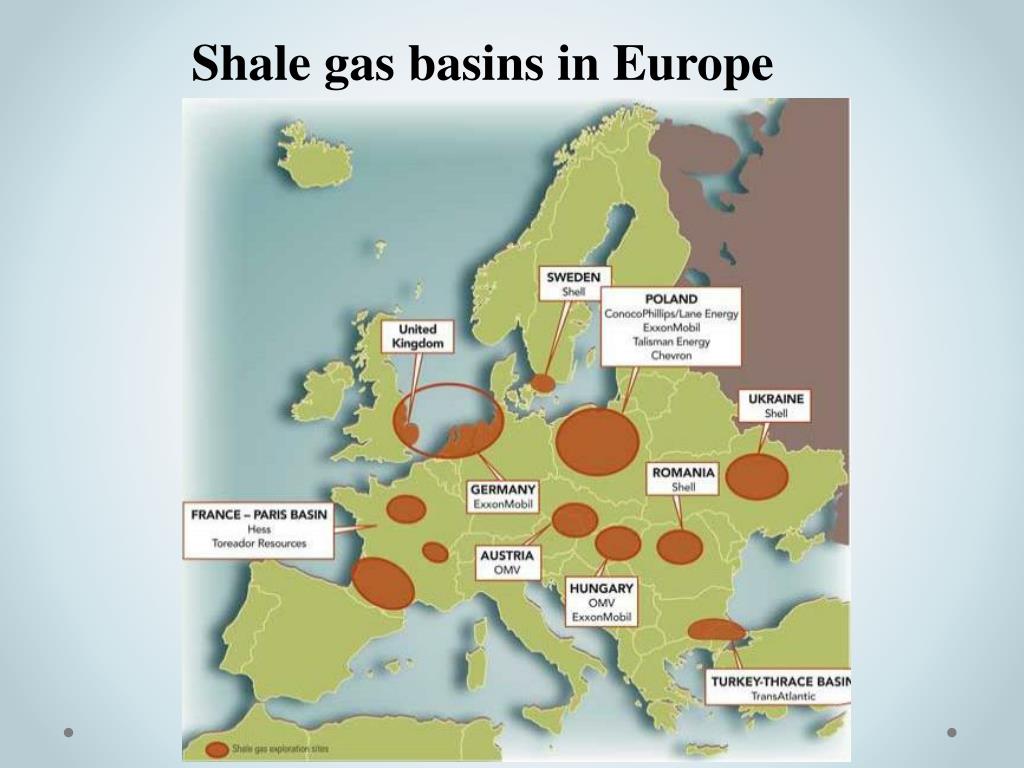 Газ зарубежной европы. Залежи сланцевого газа в Европе. Сланцевый ГАЗ В Европе карта. Месторождения газа в Европе карта. Карта месторождений сланцевого газа в мире.