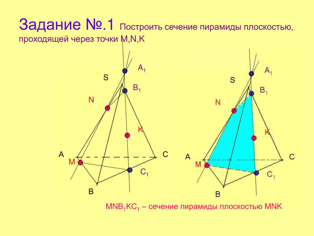 Сечением пирамиды sabc является. Сечение пирамиды.построение сечений пирамиды. Постройте сечение многогранника плоскостью проходящей через 3 точки. Построение сечений треугольной пирамиды. Построить сечение пирамиды SABCD плоскостью проходящей через точки MNP.