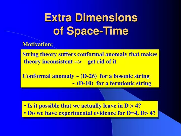 extra dimensions of space time n.