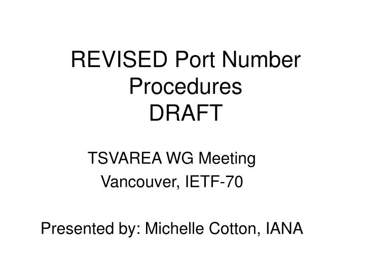 revised port number procedures draft n.