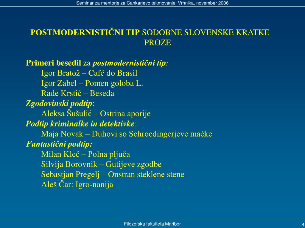 PPT - Tipologija sodobne slovenske kratke proze PowerPoint Presentation -  ID:5646790