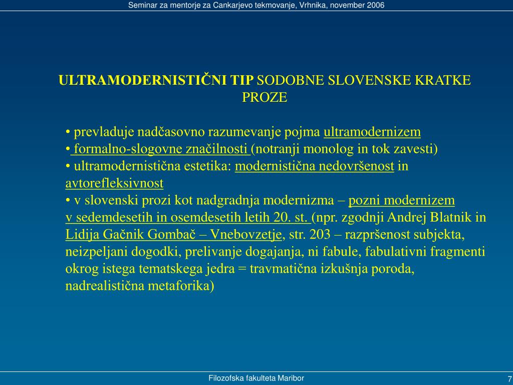 PPT - Tipologija sodobne slovenske kratke proze PowerPoint Presentation -  ID:5646790