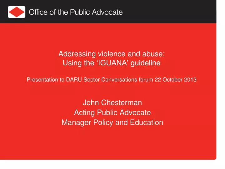 PPT - John Chesterman Acting Public Advocate Manager Policy and ...