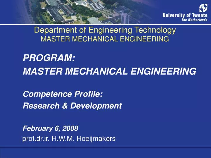 PPT - Department of Engineering Technology MASTER MECHANICAL ENGINEERING  PowerPoint Presentation - ID:5647669