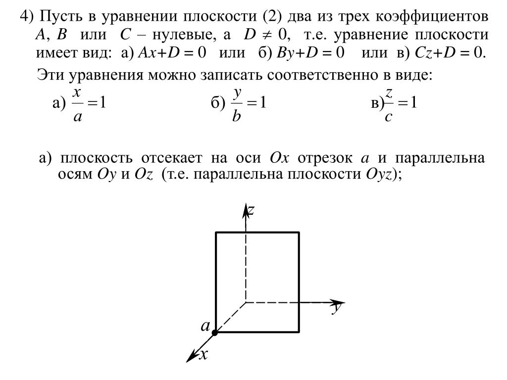 Даны уравнения трех плоскостей. Уравнение плоскости параллельной оси ох. Уравнение плоскости параллельной оси. Уравнение плоскости параллельное осям координат. Уравнение плоскости Ox.