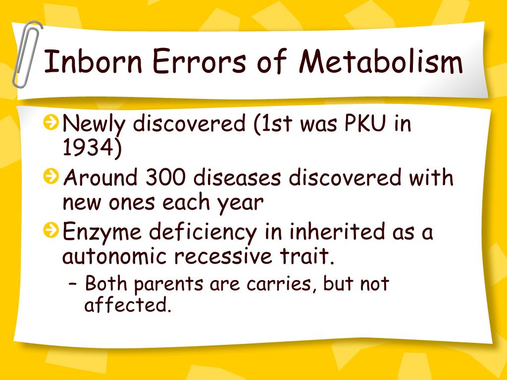 presentation of inborn error