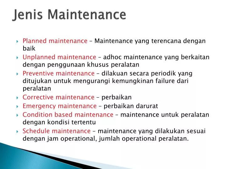 PPT Jenis Maintenance PowerPoint Presentation Free Download ID