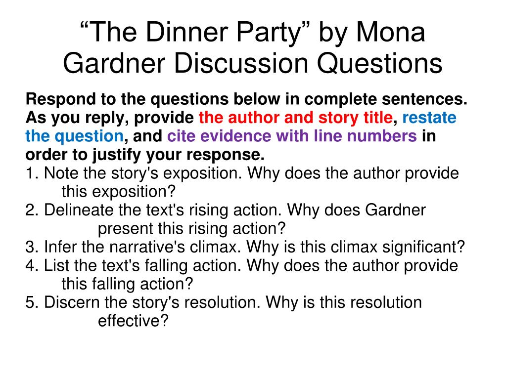 PPT - “The Dinner Party” by Mona Gardner PowerPoint Presentation, free  download - ID:5650708