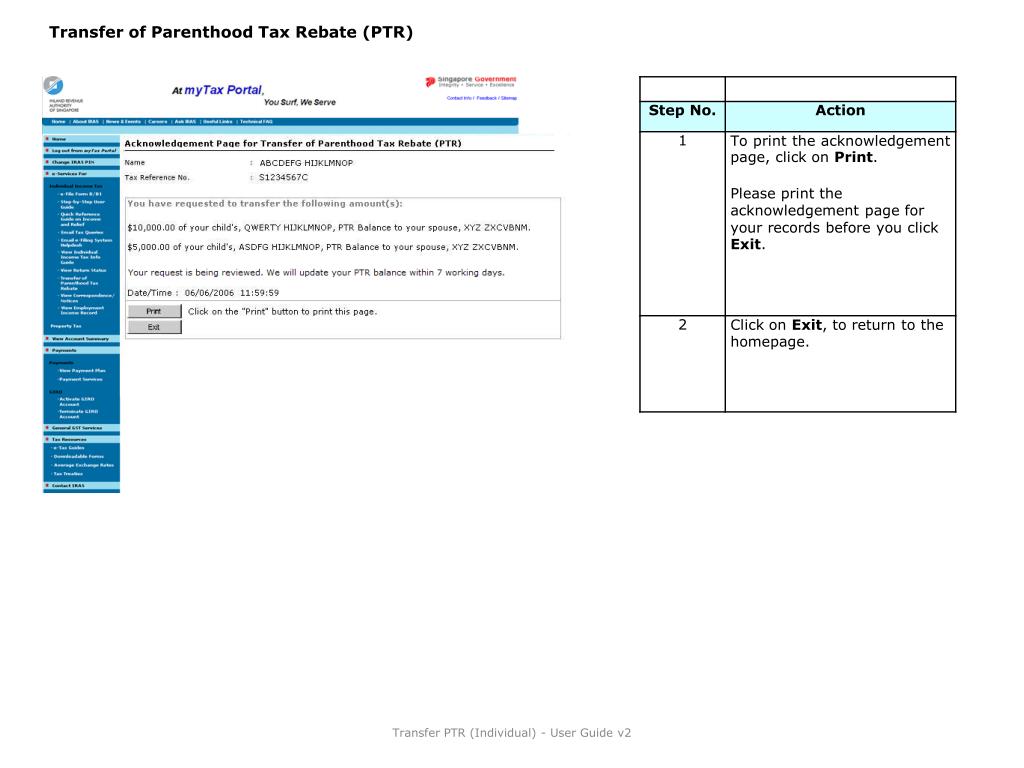 PPT Transfer Of Parenthood Tax Rebate PTR PowerPoint Presentation 