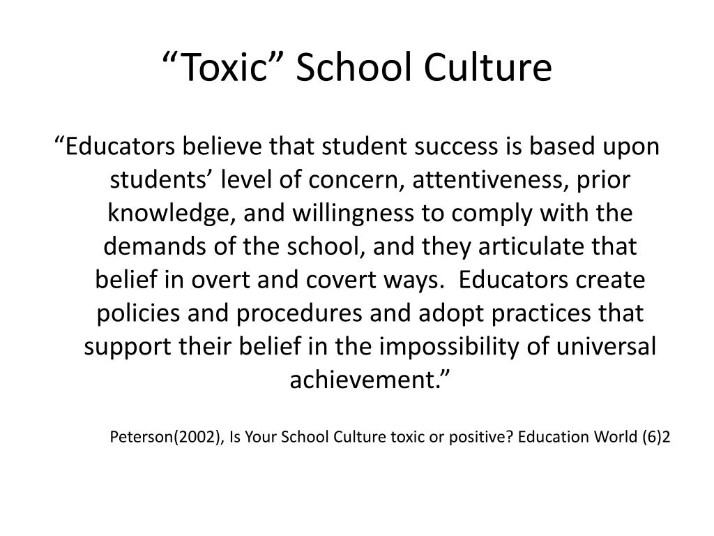toxic school culture essay