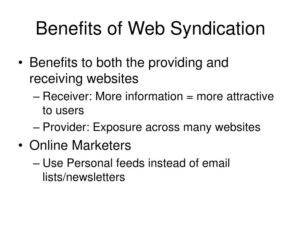 what type of presentation uses web syndication