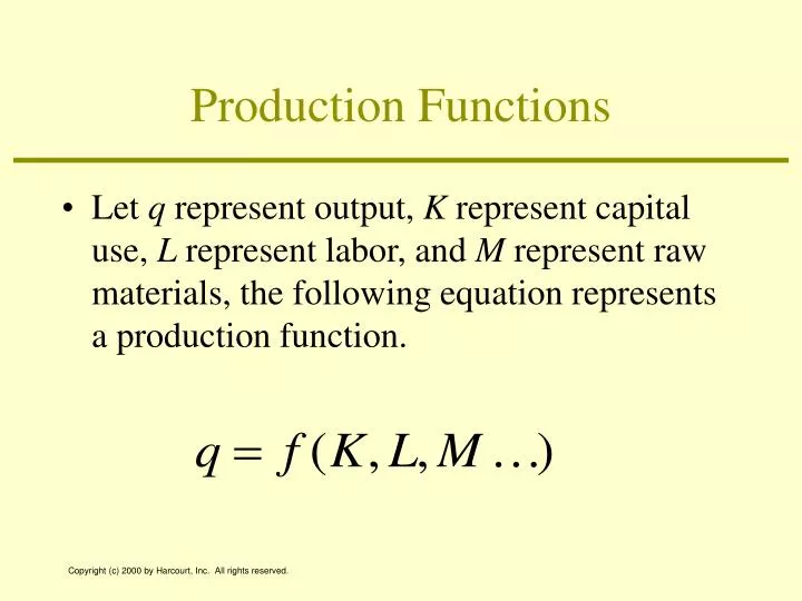 production function production function