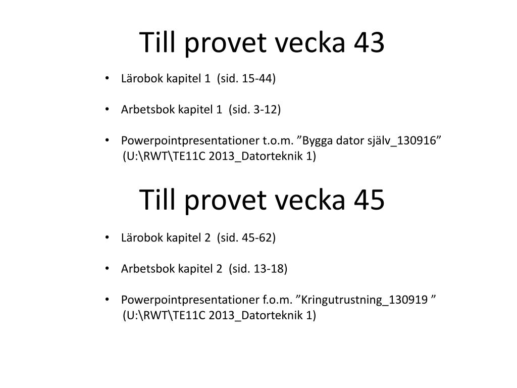 PPT Till provet vecka 43 PowerPoint Presentation, free download ID5654206