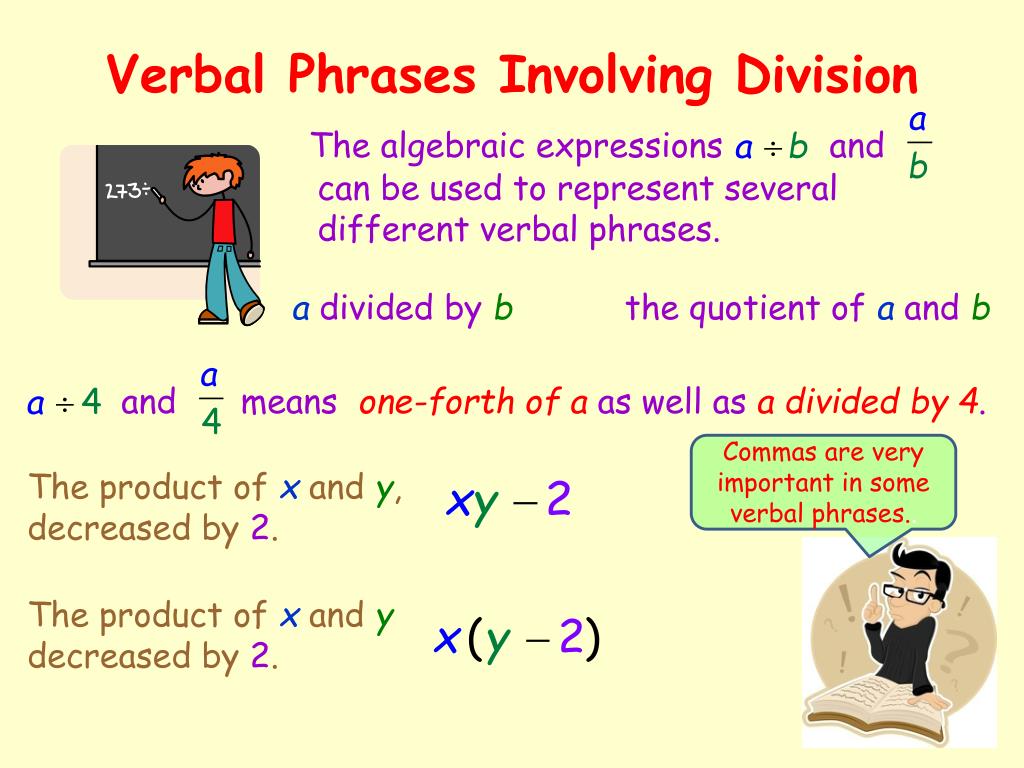 Verbal Phrase Math Worksheet