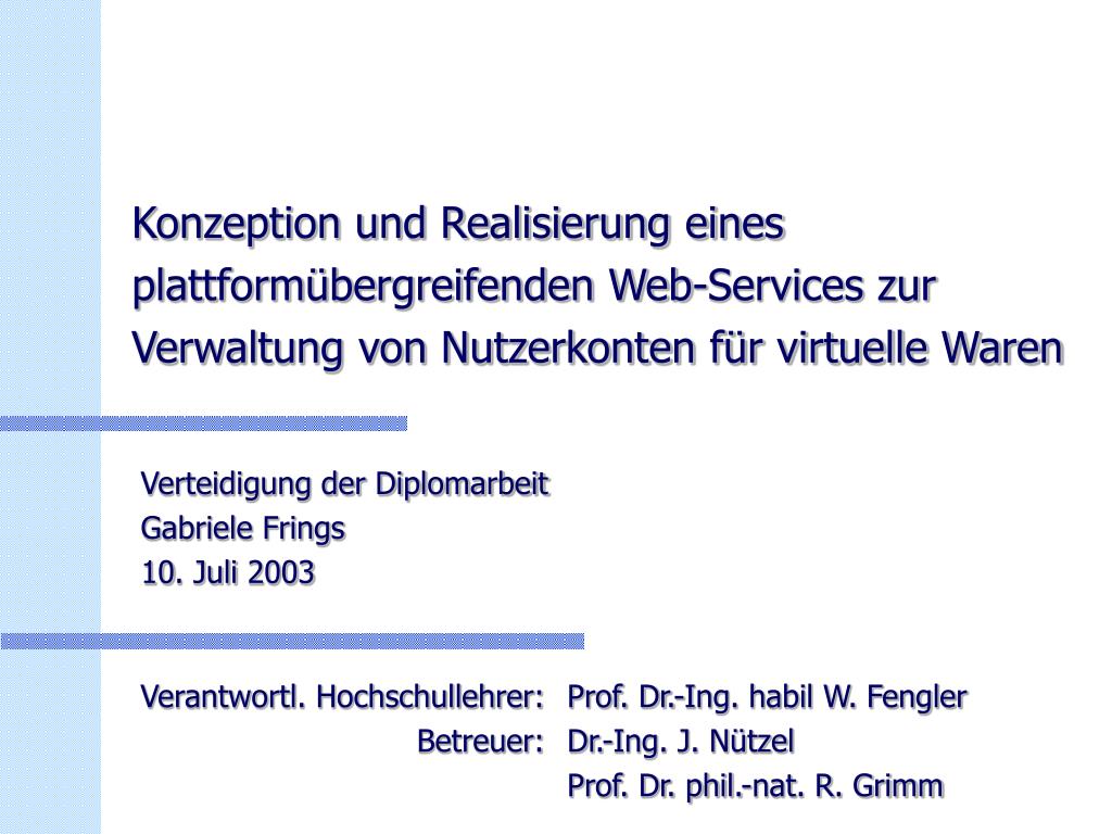 Web-Services zur Verwaltung von Nutzerkonten für virtuelle Waren Verteidigu...