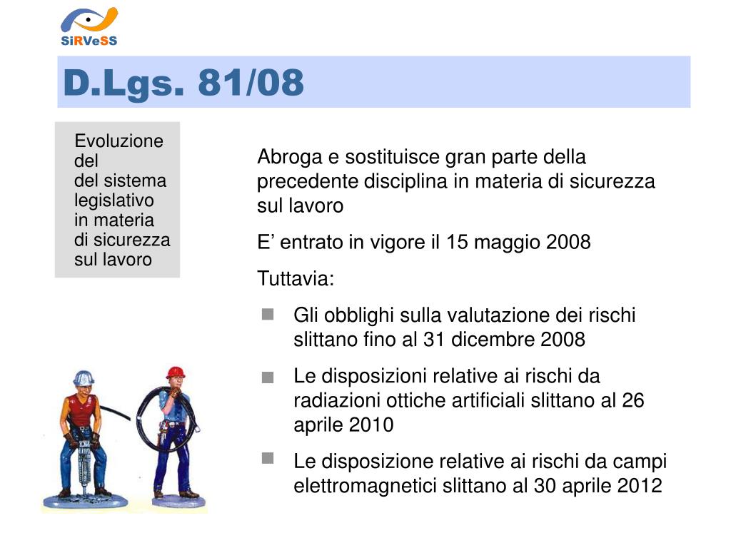 PPT - La legislazione in materia di sicurezza sul lavoro Excursus ...