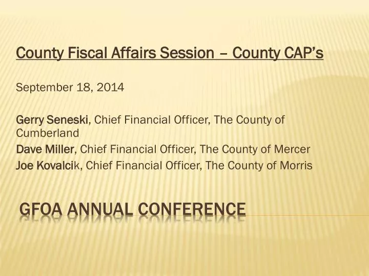 PPT GFOA ANNUAL CONFERENCE PowerPoint Presentation, free download