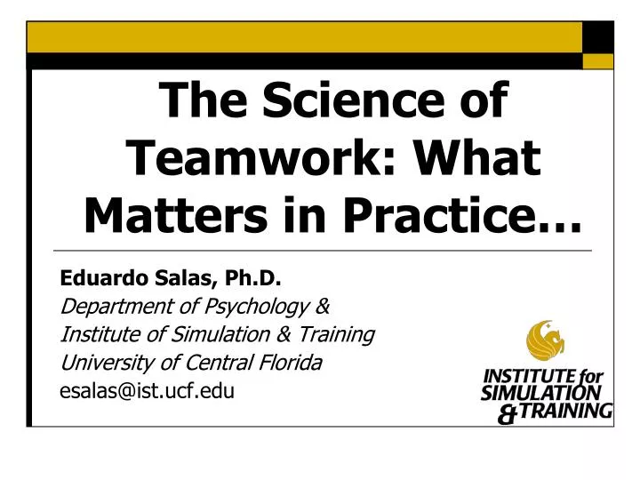 the science of teamwork what matters in practice n.