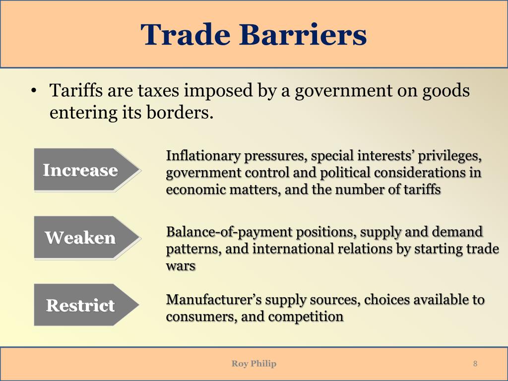 assignment of trade barriers