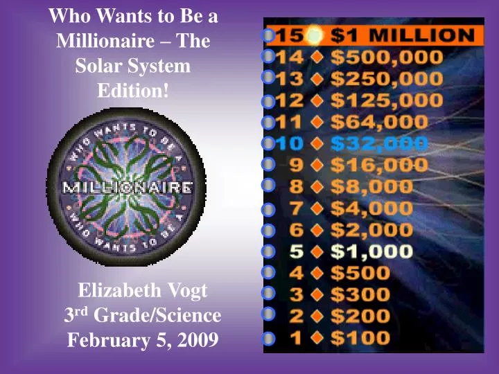 Ppt Who Wants To Be A Millionaire The Solar System