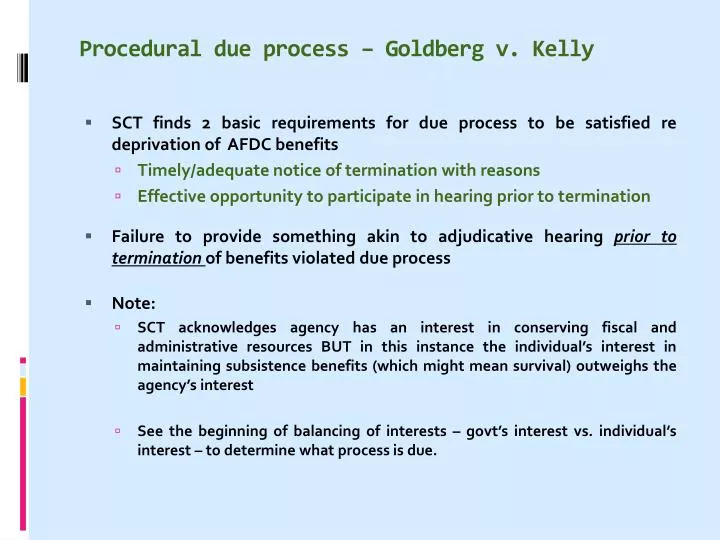 PPT Procedural due process Goldberg v. Kelly PowerPoint