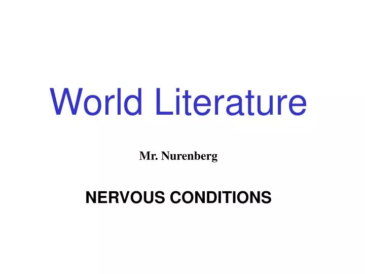 nervous conditions As a novelist, dangarembga made her debut with nervous conditions, a partially autobiographical work which appeared in great britain in 1988 and the next year in. nervous conditions As a novelist, dangarembga made her debut with nervous conditions, a partially autobiographical work which appeared in great britain in 1988 and the next year in.