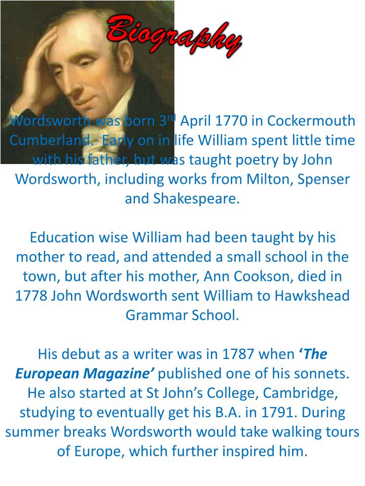 william wordsworth biography slideshare