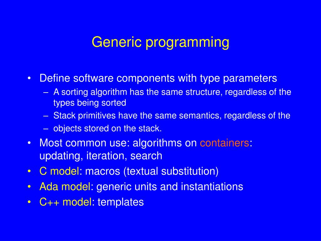PPT Generic Programming PowerPoint Presentation Free Download ID
