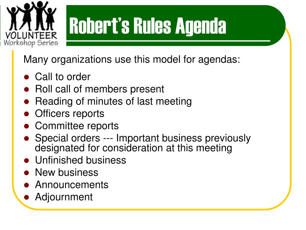 Robert's Rules Meeting Agenda Template Robert's Rules Meeting Agenda Template