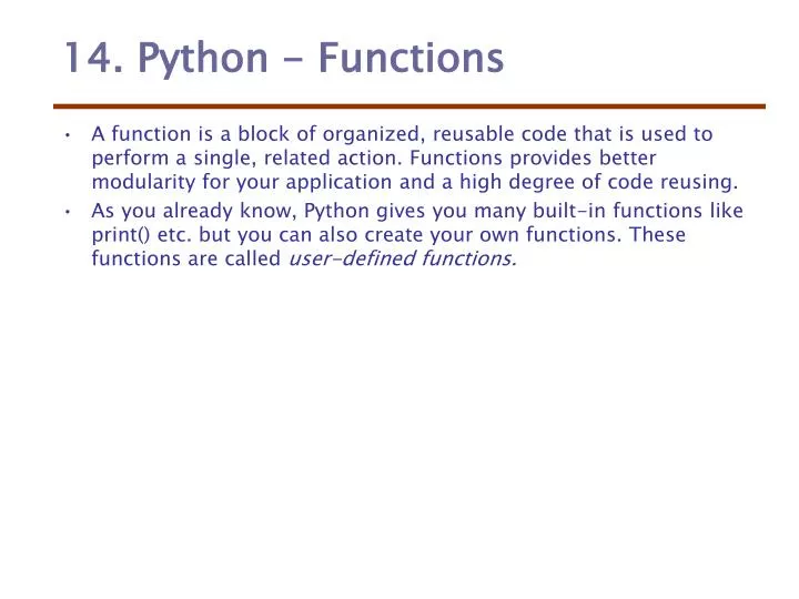 PPT - 14. Python - Functions PowerPoint Presentation, free download ...