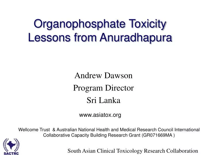 organophosphate poisoning ppt organophosphate poisoning ppt