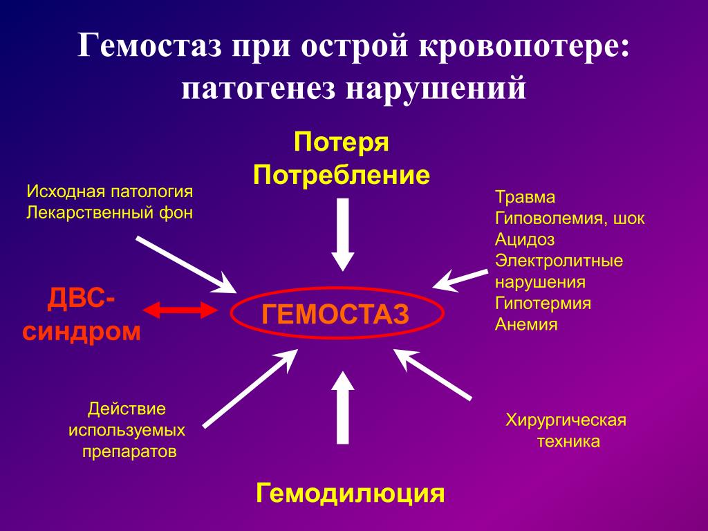 Схема нарушения гомеостаза при различных терминальных состояниях