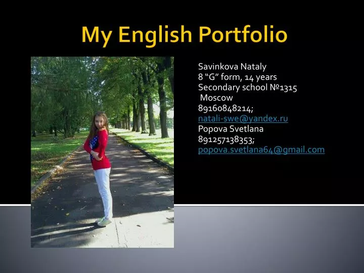 PPT My English Portfolio PowerPoint Presentation Free Download ID 