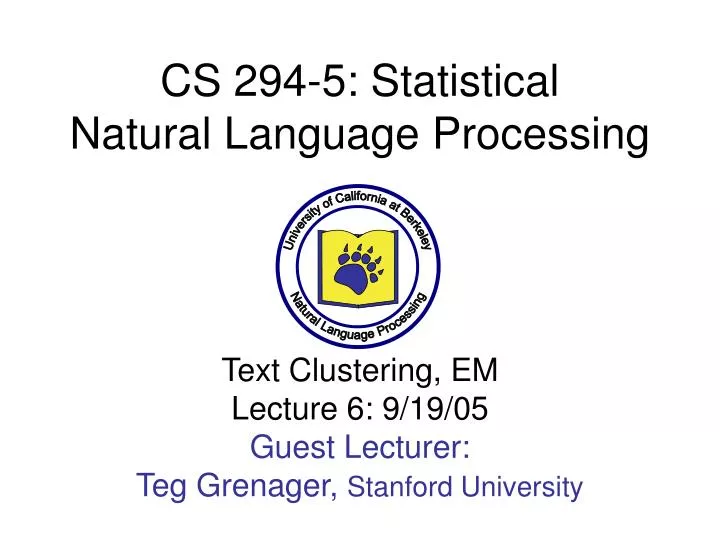 cs 294 5 statistical natural language processing n.