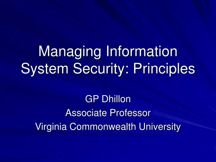 Managing Information System Security