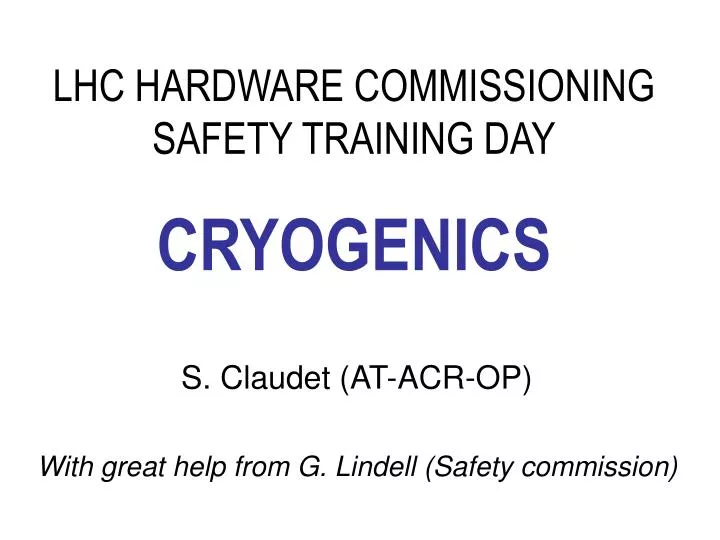lhc hardware commissioning safety training day n.