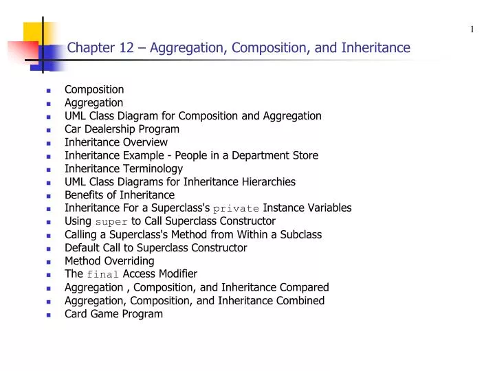 chapter 12 aggregation composition and inheritance n.