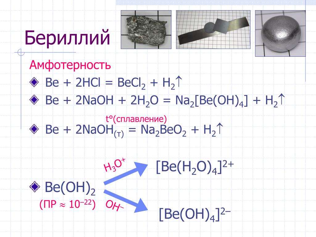 Соединение бериллия магния. Химические свойства химические бериллий. Химические соединения с бериллием. Основные реакции бериллия. Амфотерность бериллия.