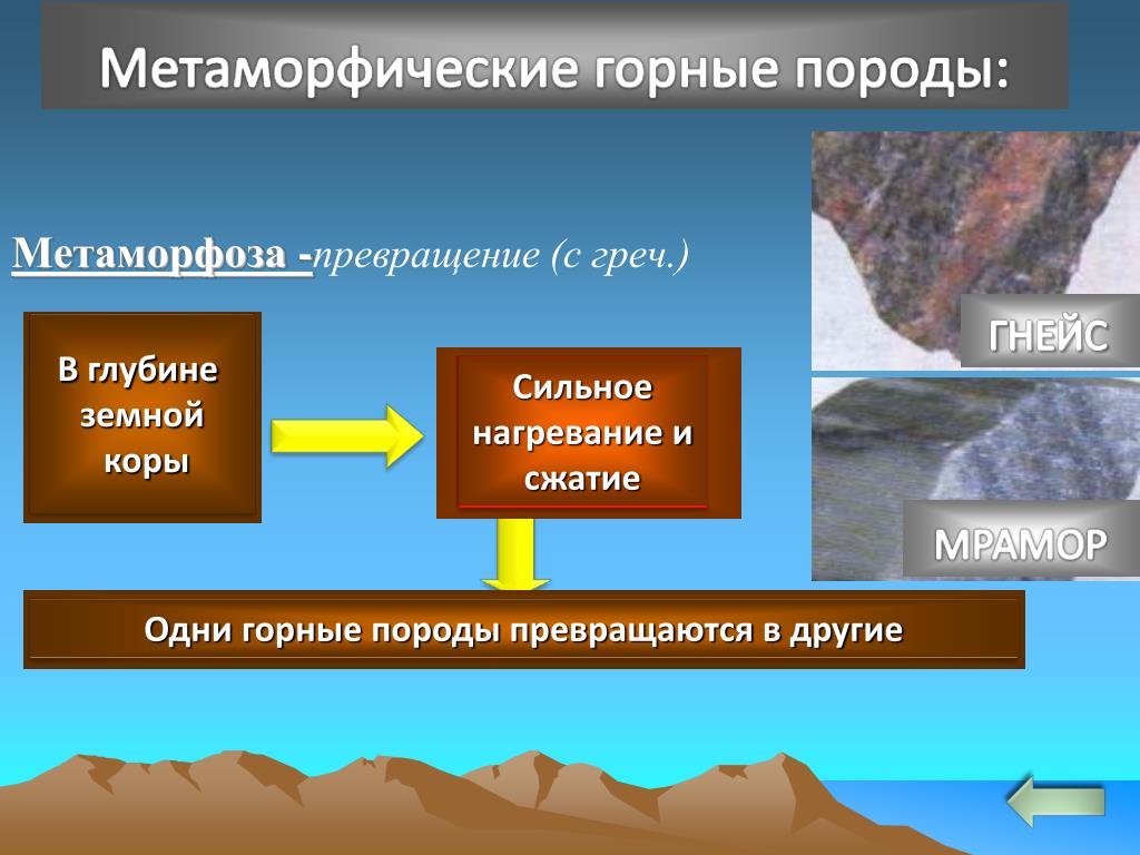 Метаморфические горные породы 5 класс география