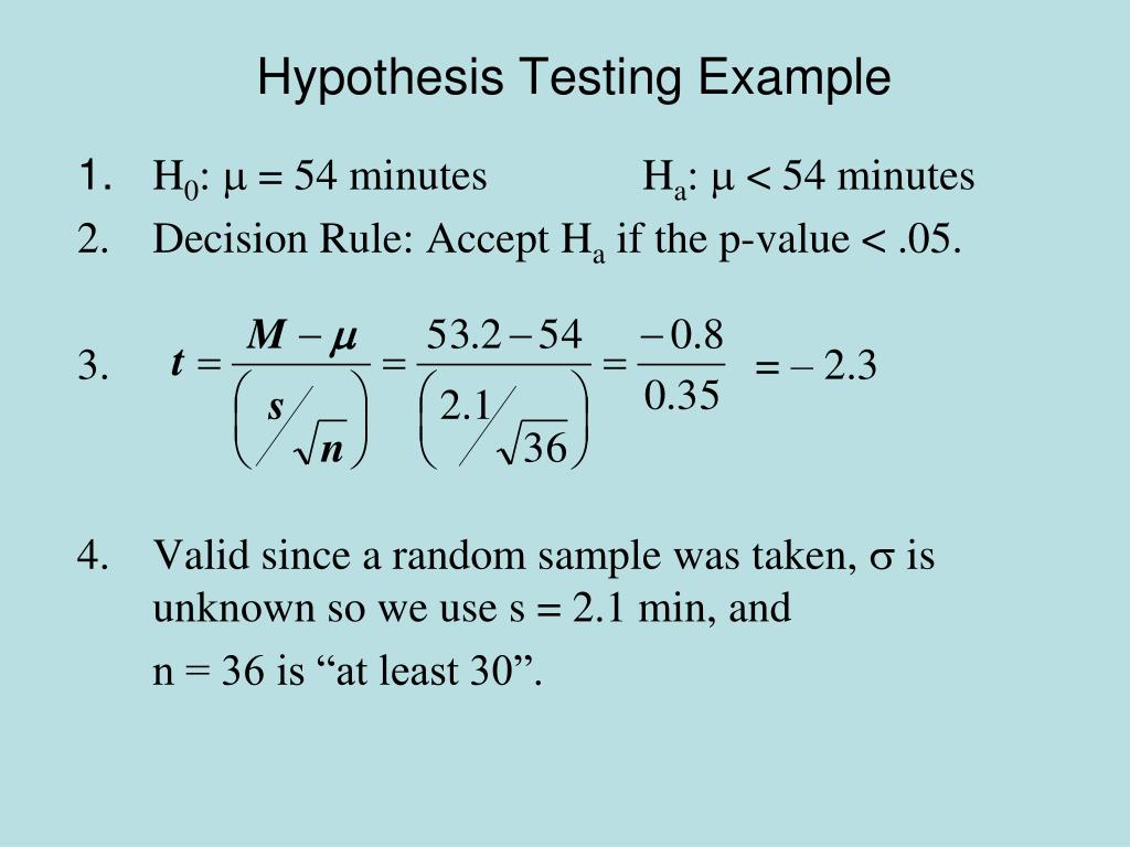 hypothesis testing examples