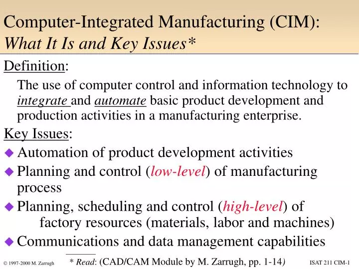 computer integrated manufacturing thesis topics