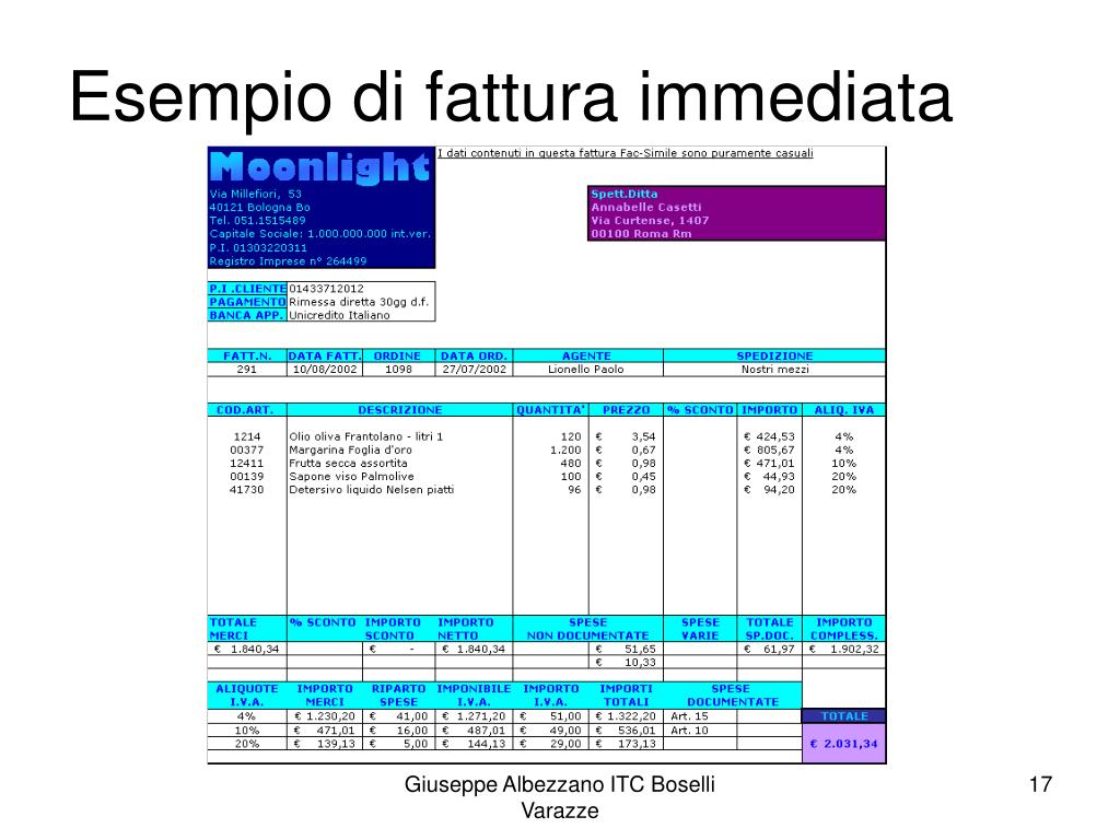 Ppt La Fattura Powerpoint Presentation Free Download Id 5678943