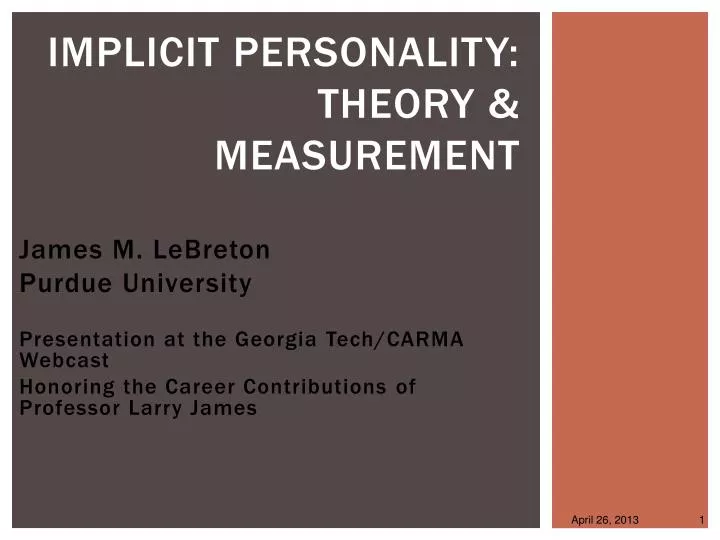 PPT Implicit Personality Theory Measurement PowerPoint