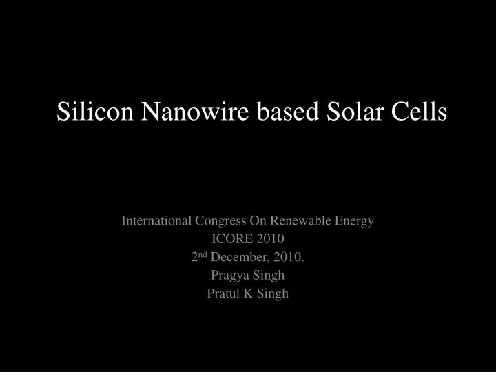 silicon nanowire based solar cells n.
