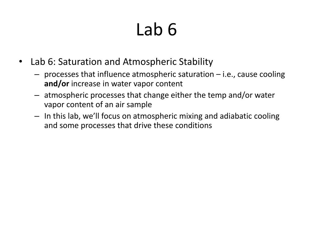 PPT Lab 6 Saturation & Atmospheric Stability PowerPoint Presentation ID5682651