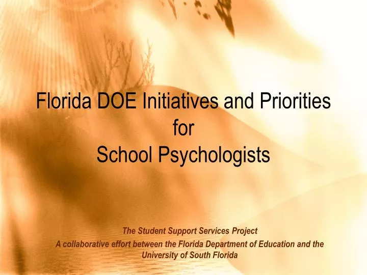 PPT Florida DOE Initiatives and Priorities for School Psychologists