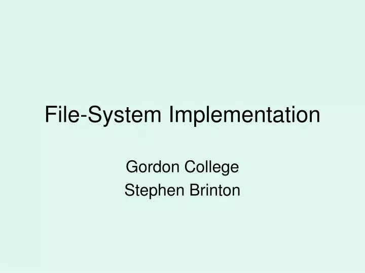 file system implementation n.